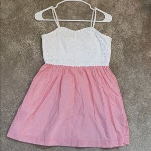 Lilly Pulitzer White Eyelet Bodice Pink Striped Sundress